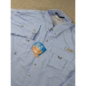 Columbia PFG Bahama II LS Fishing Shirt Mens Large Blue UPF 50 FM7048-486 NWT